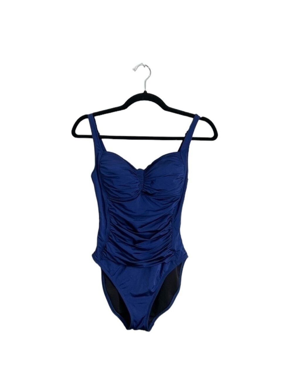 La Blanca blue ruched one piece swimsuit bathing suit 8